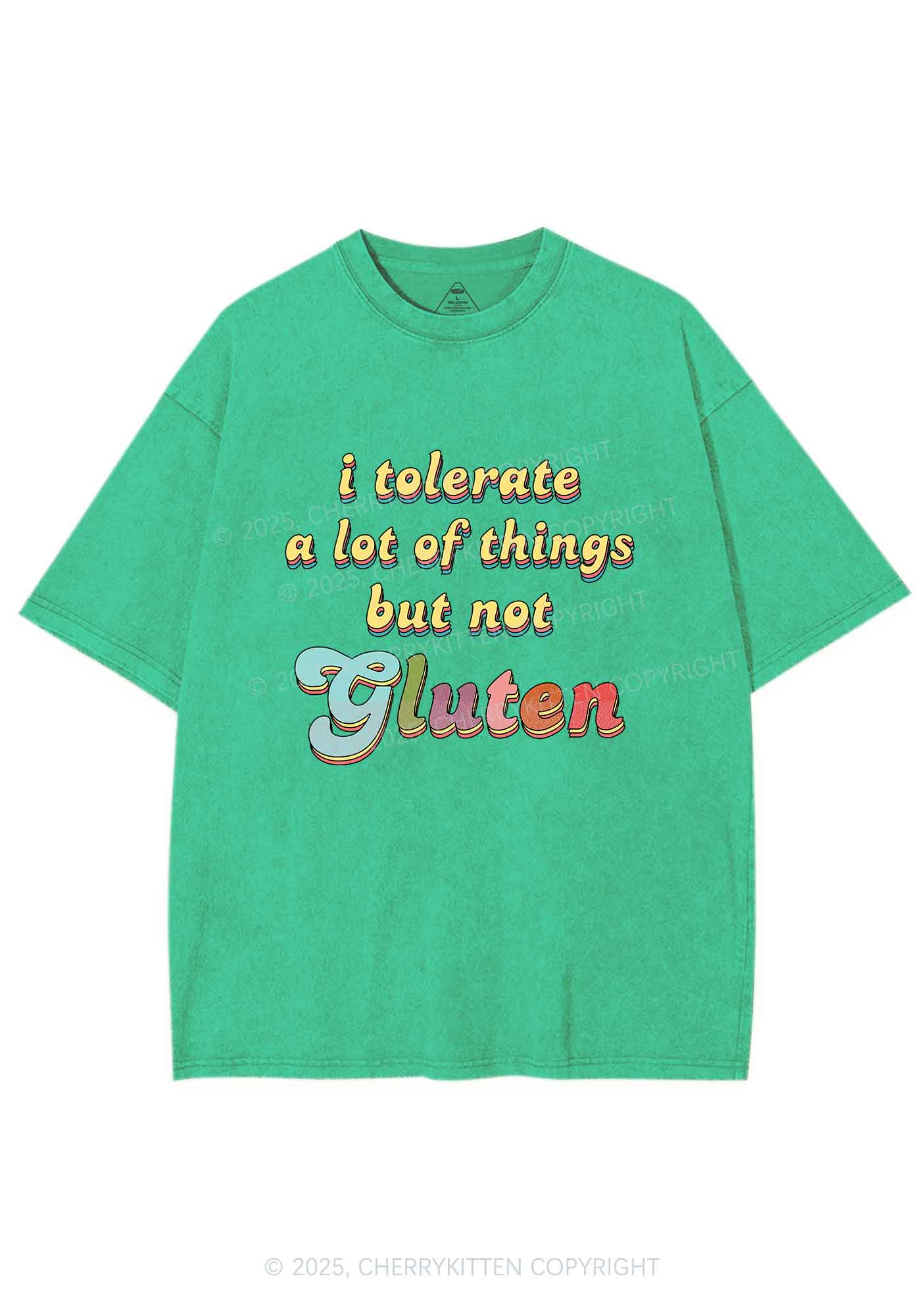 Tolerate Gluten Y2K Shirts Washed Tee Cherrykitten