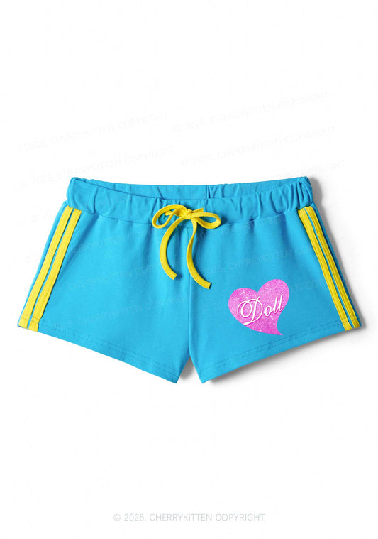 Glitter Heart Doll Y2K Drawstring Mini Shorts Cherrykitten