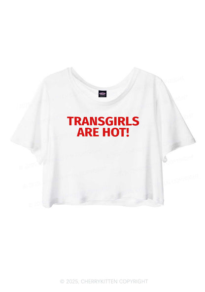 Transgirls Are Hot Pride Y2K Sheer Crop Tee Cherrykitten