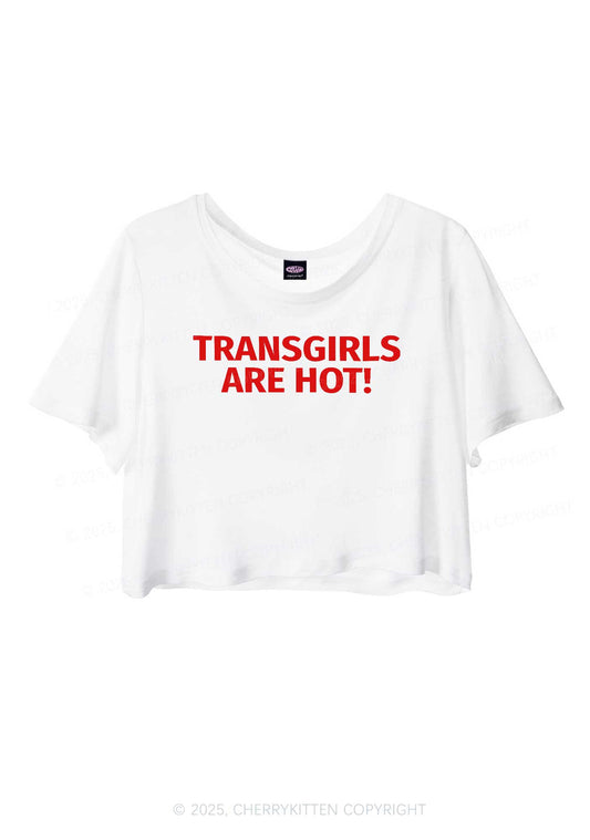Transgirls Are Hot Pride Y2K Sheer Crop Tee Cherrykitten