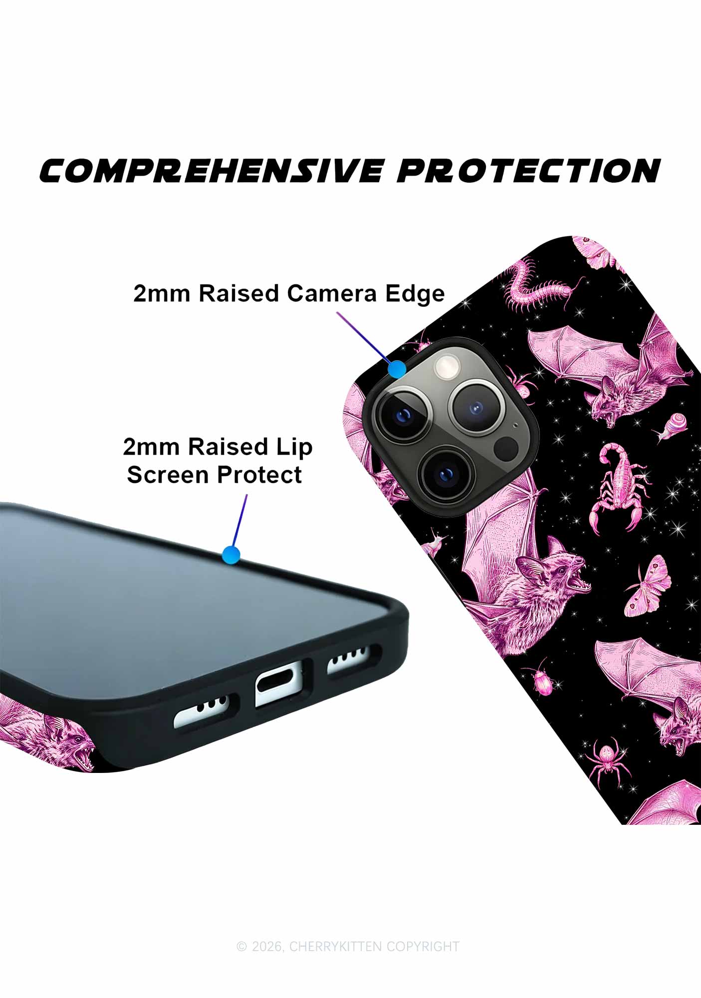 Halloween Pink Bat Y2K Phone Case Cherrykitten