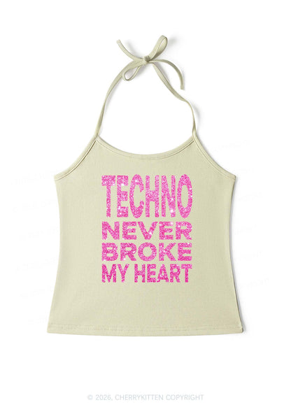 Glitter Techno Heart Y2K Halter Neck Cami Cherrykitten