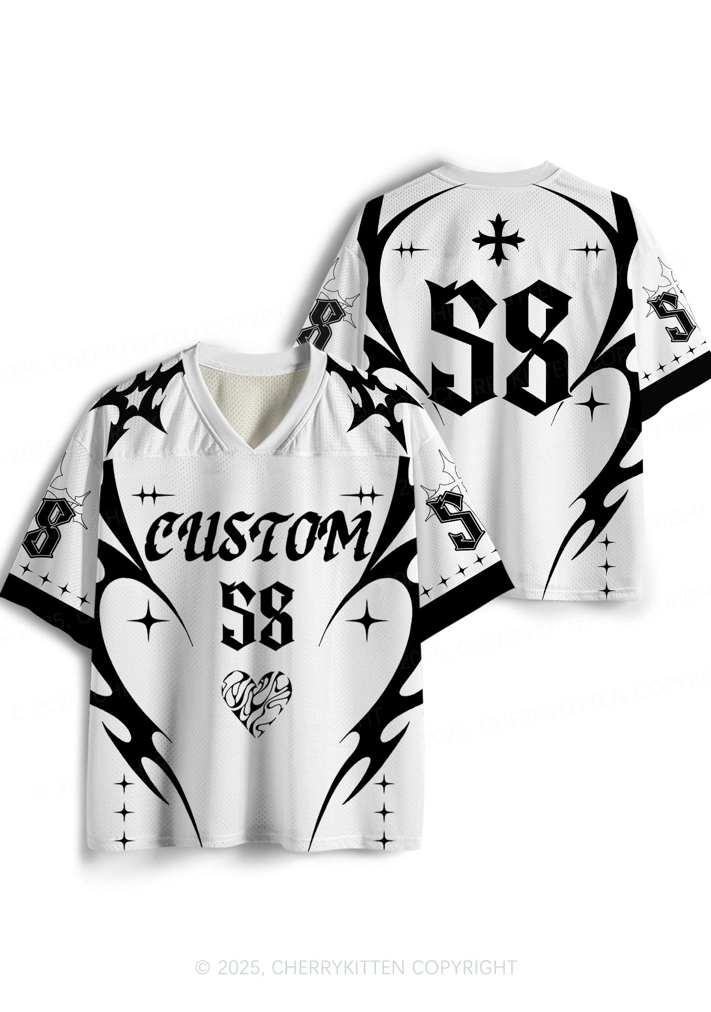 Custom Team Gothic Heart Y2K Sport Jersey Shirts Cherrykitten
