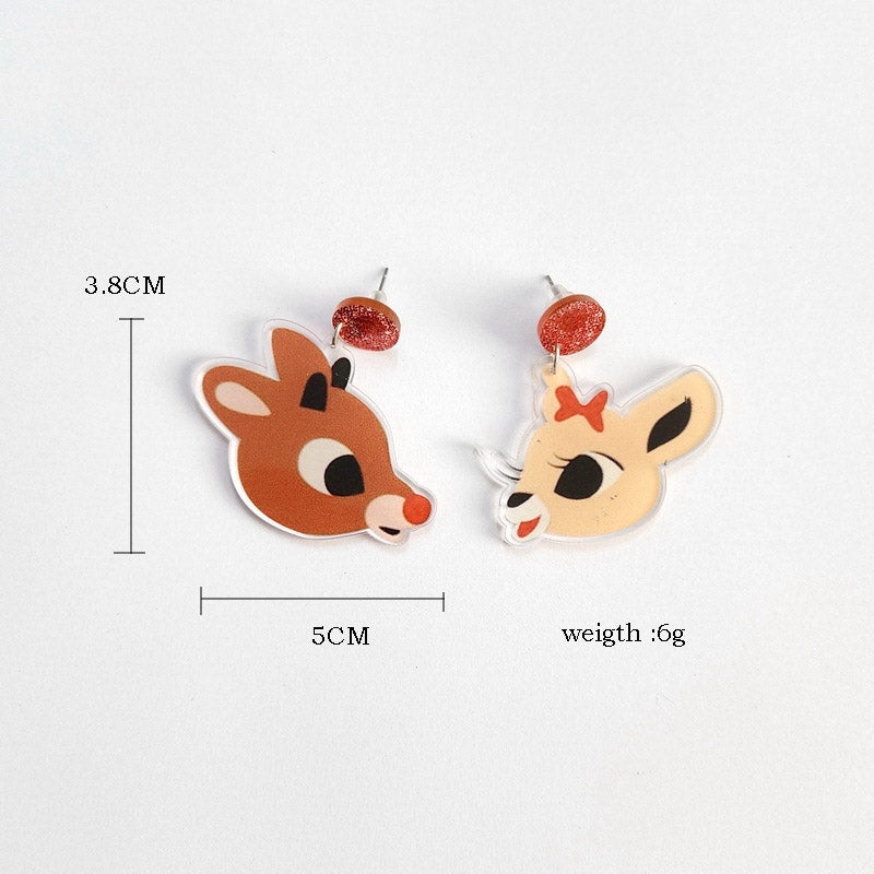 Retro Christmas Elf Deer Y2K Santa Earrings Cherrykitten