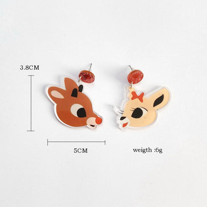 Retro Christmas Elf Deer Y2K Santa Earrings Cherrykitten