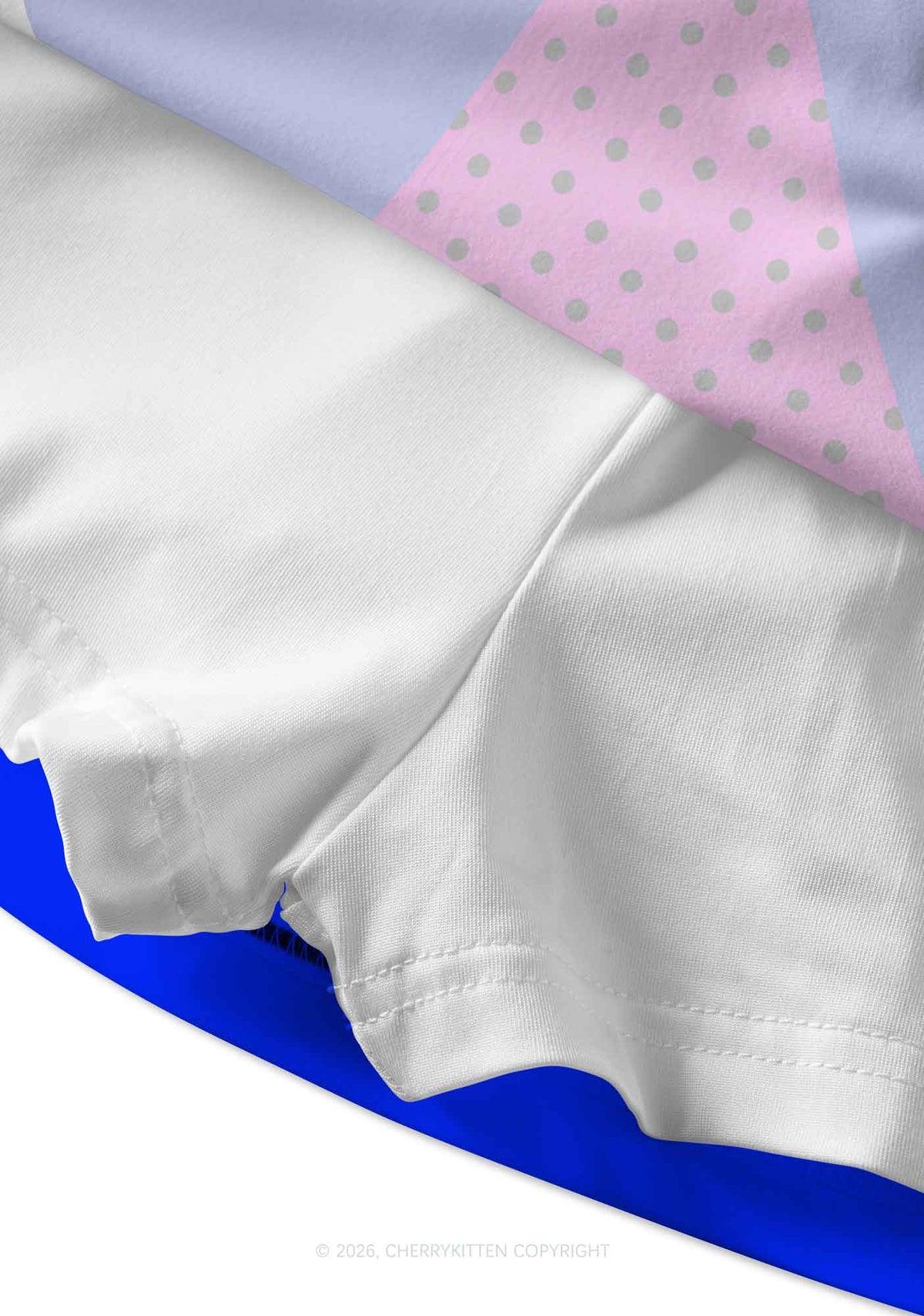 Pink Dots Bikini On Blue Y2K Print Mini Skirt Cherrykitten