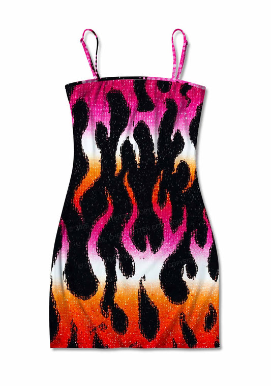 Lesbian Flame Pride Y2K Print Slip Dress Cherrykitten