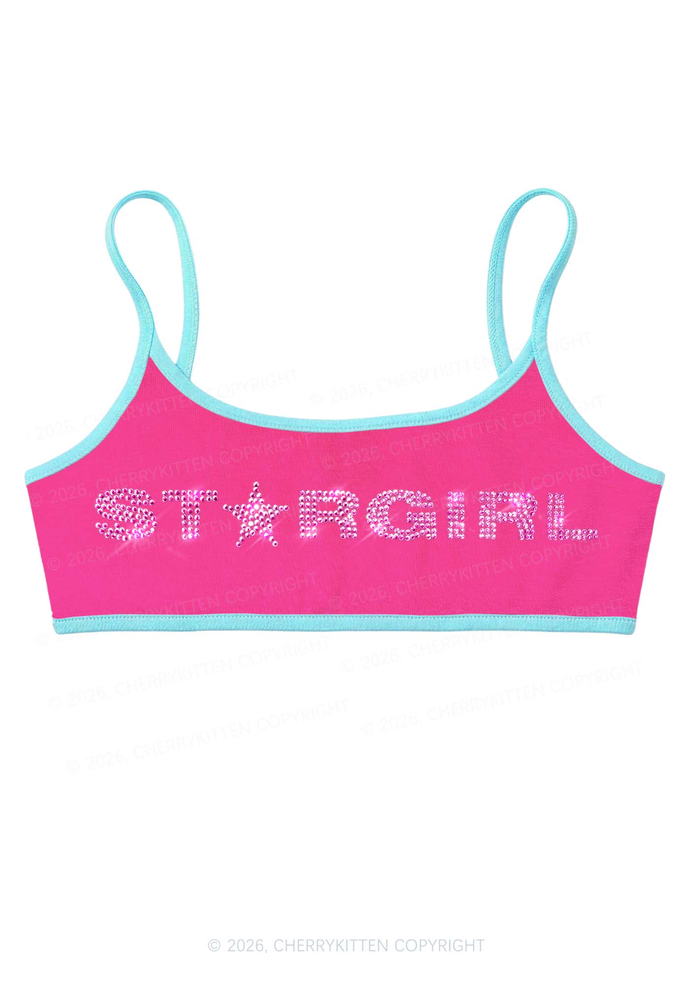 Rhinestone Stargirl Y2K Super Crop Cami Cherrykitten