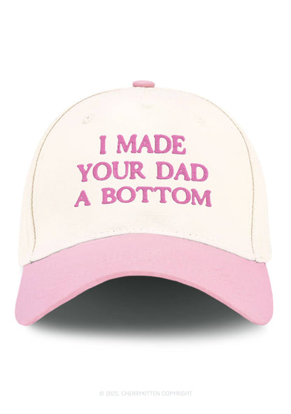 Embroidered Made Your Dad Bottom Pride Y2K Color Block Baseball Cap Cherrykitten