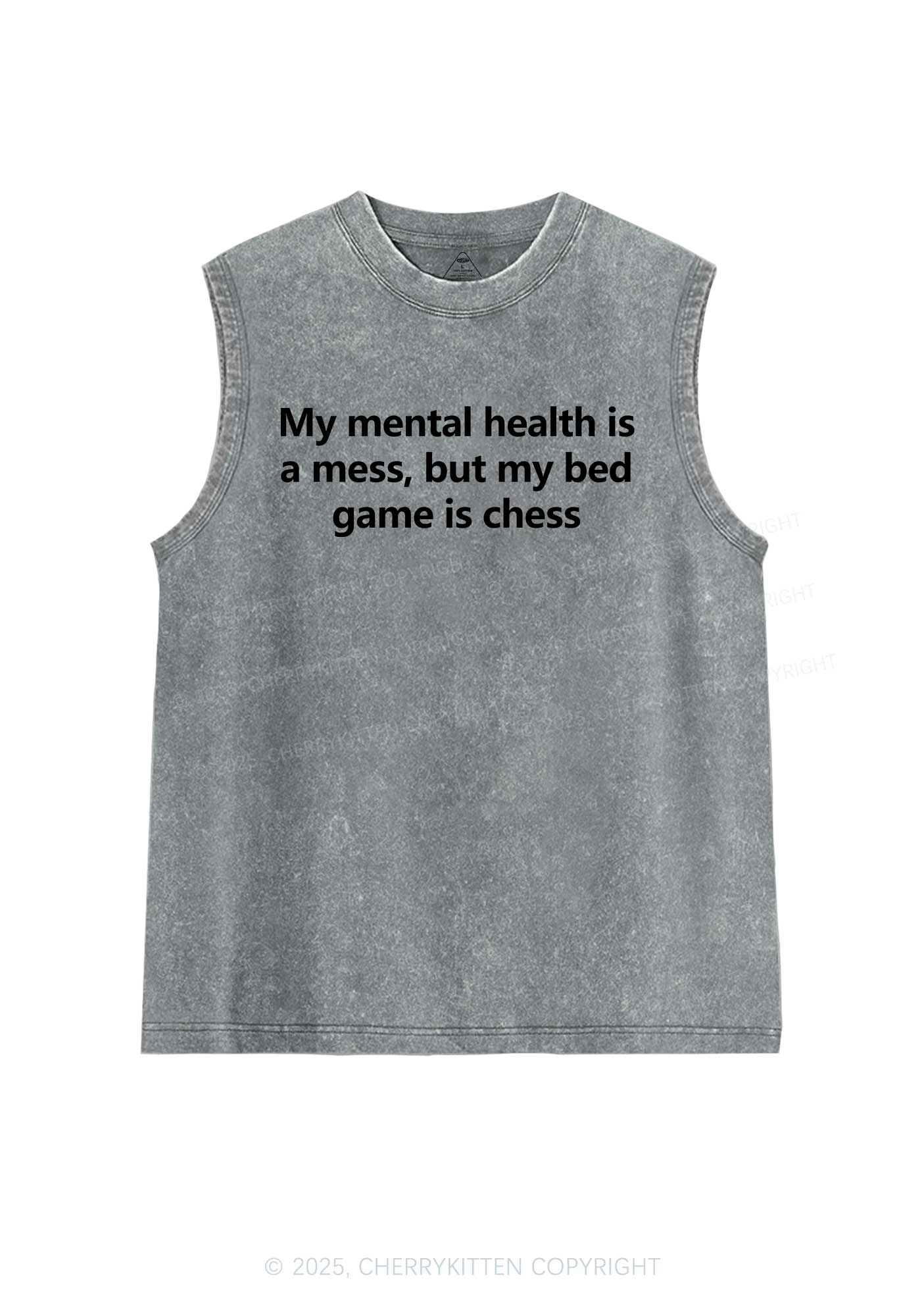 My Mental Health Is Mess Y2K Washed Muscle Tank Cherrykitten