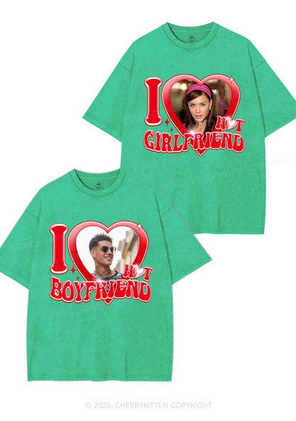 Custom I Love My Hot GF BF Y2K Valentine's Day Washed Tee Cherrykitten