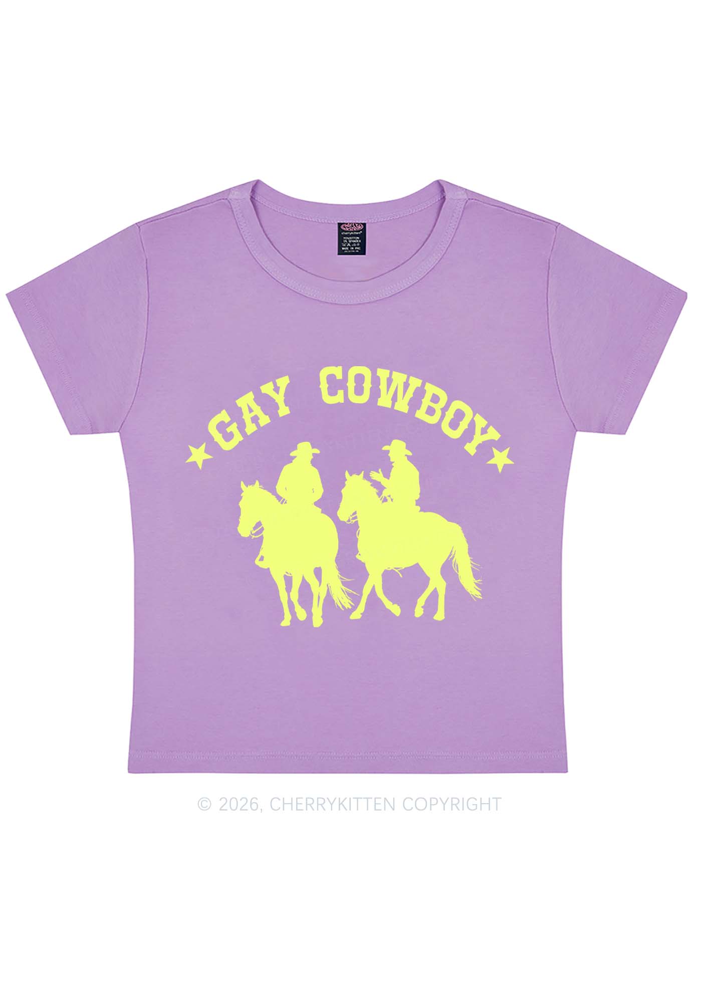 Gay Cowboy Pride Y2K Baby Tee Cherrykitten