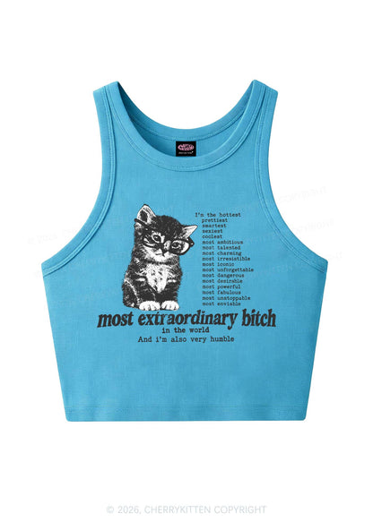 Most Extraordinary Bxxch Cat Y2K Crop Tank Top Cherrykitten