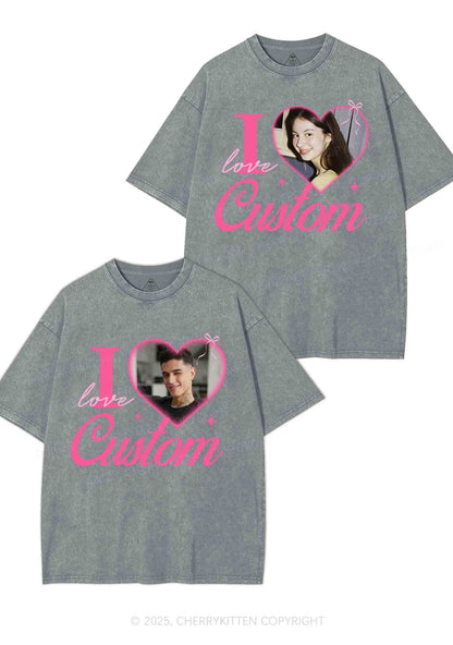 I Love Custom Y2K Valentine's Day Washed Tee Cherrykitten
