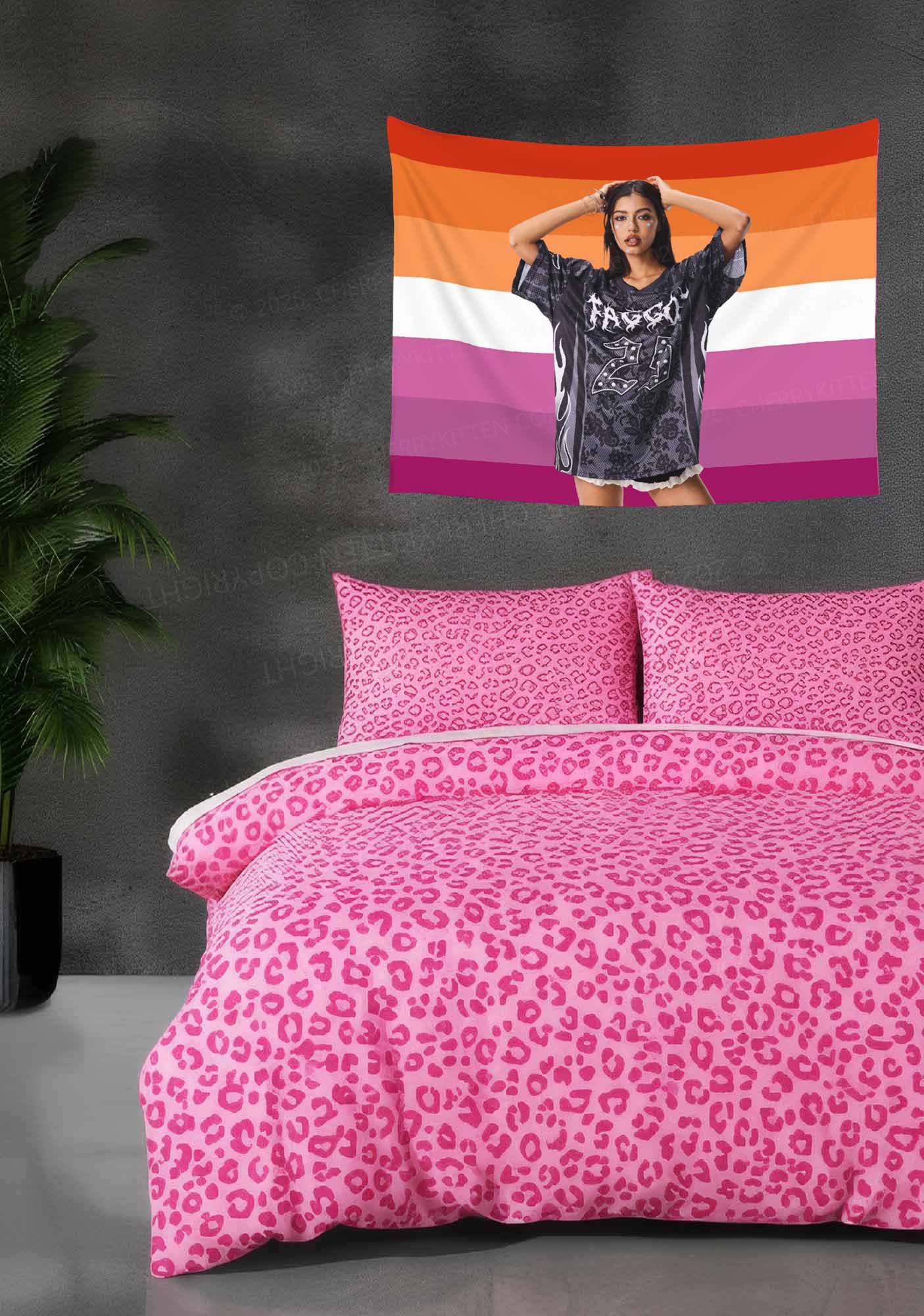 Custom Photo Lesbian Pride Flag Y2K Tapestry Cherrykitten