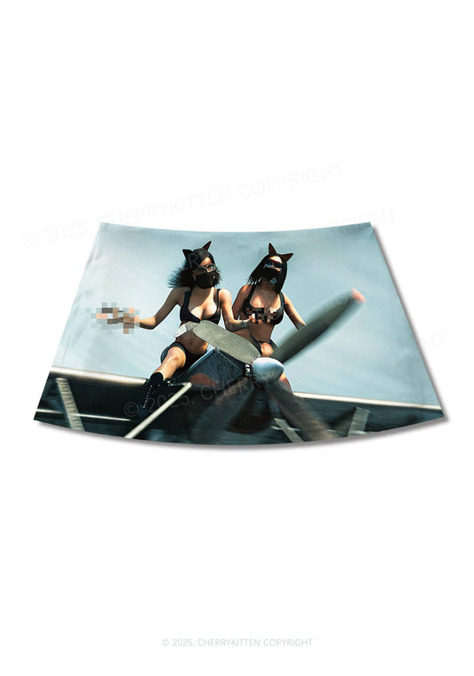 Girls Airplane Race Y2K Print Mini Skirt Cherrykitten
