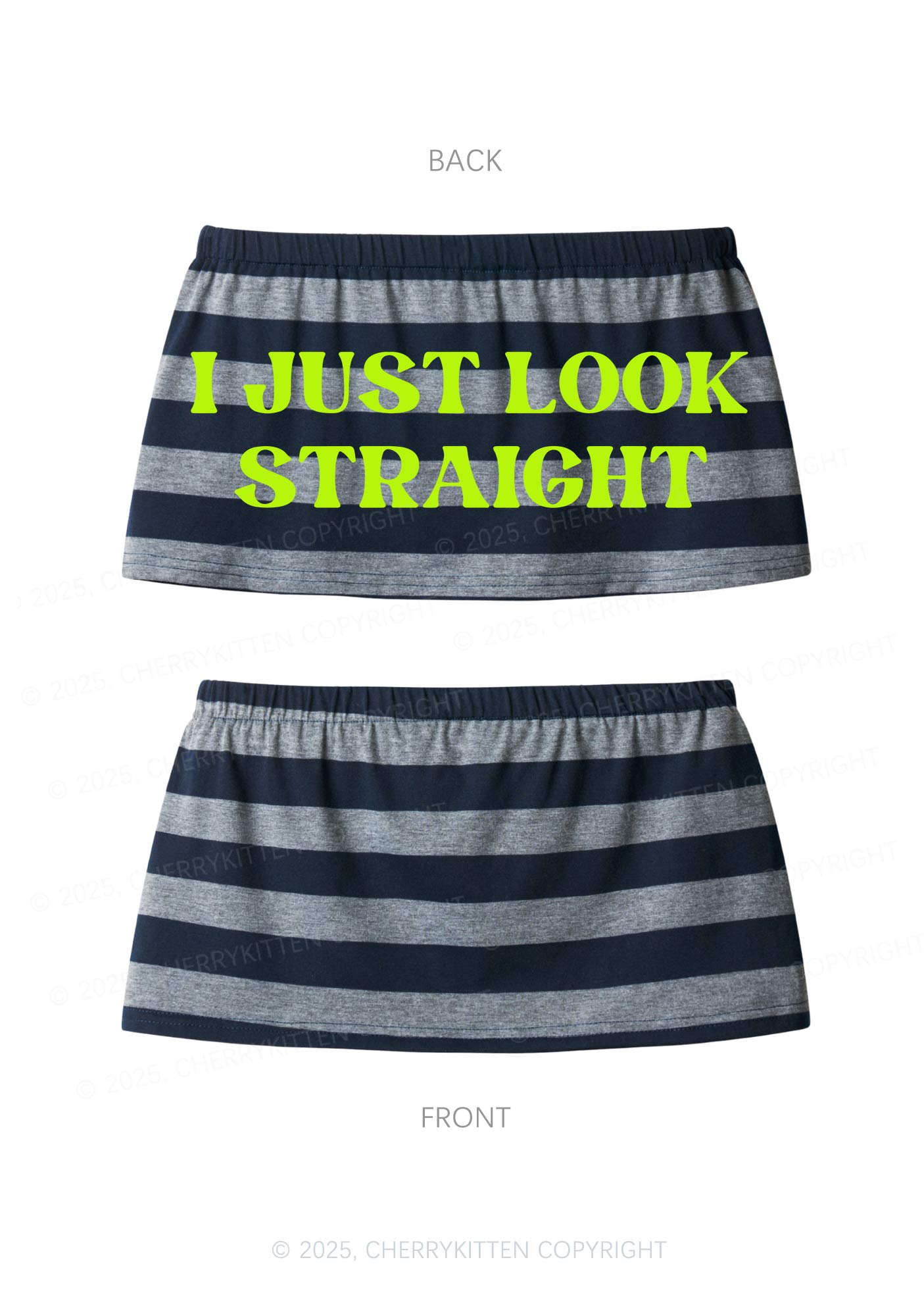 I Just Look Straight Pride Y2K Navy Grey Striped Mini Skirt Cherrykitten
