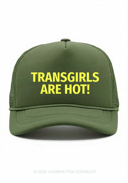 Transgirls Are Hot Pride Y2K Trucker Hat Cherrykitten