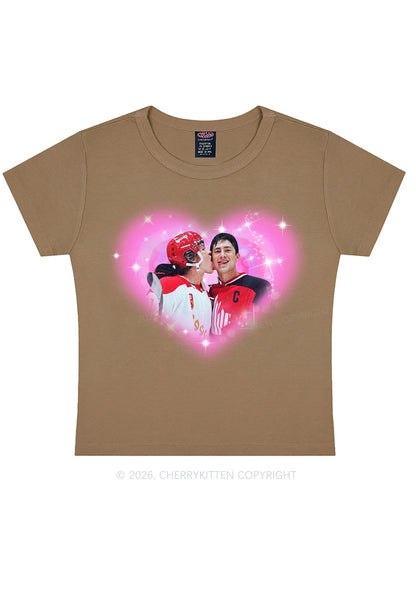 Sparkle Pink Heart Kissing Y2K Baby Tee Cherrykitten