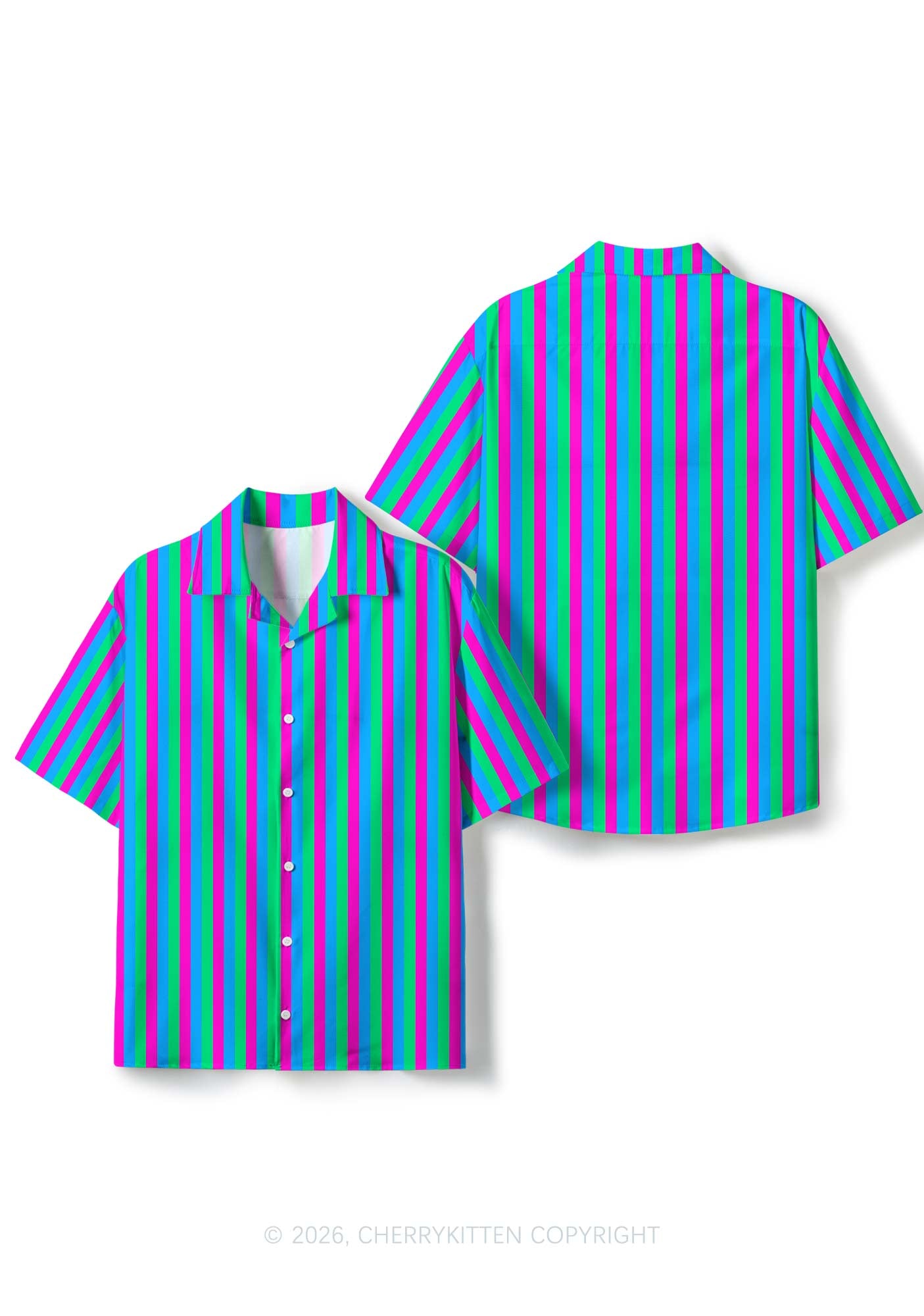 Polysexuality Flag Pride Y2K Print Hawaiian Shirt Cherrykitten