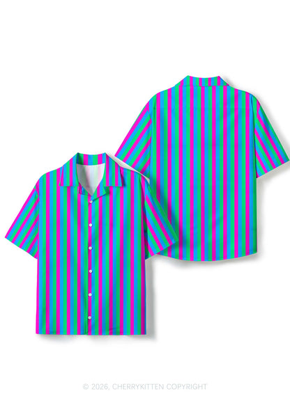 Polysexuality Flag Pride Y2K Print Hawaiian Shirt Cherrykitten