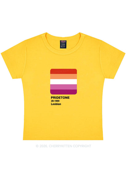 Pridetone Lesbian Pride Y2K Baby Tee Cherrykitten