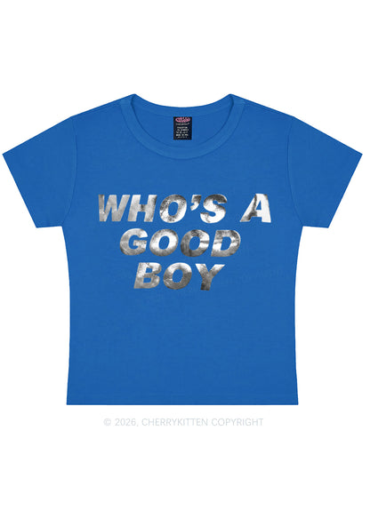 Whos A Good Boy Silver Foil Printed Y2K Baby Tee Cherrykitten