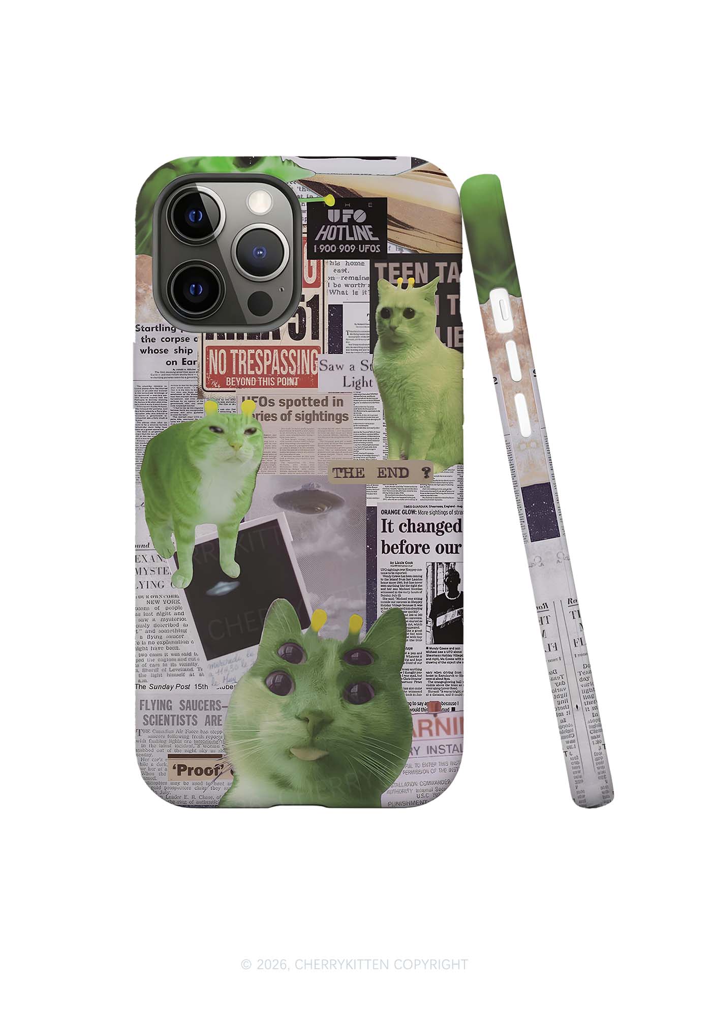 Green Alien Kitten Y2K Phone Case Cherrykitten