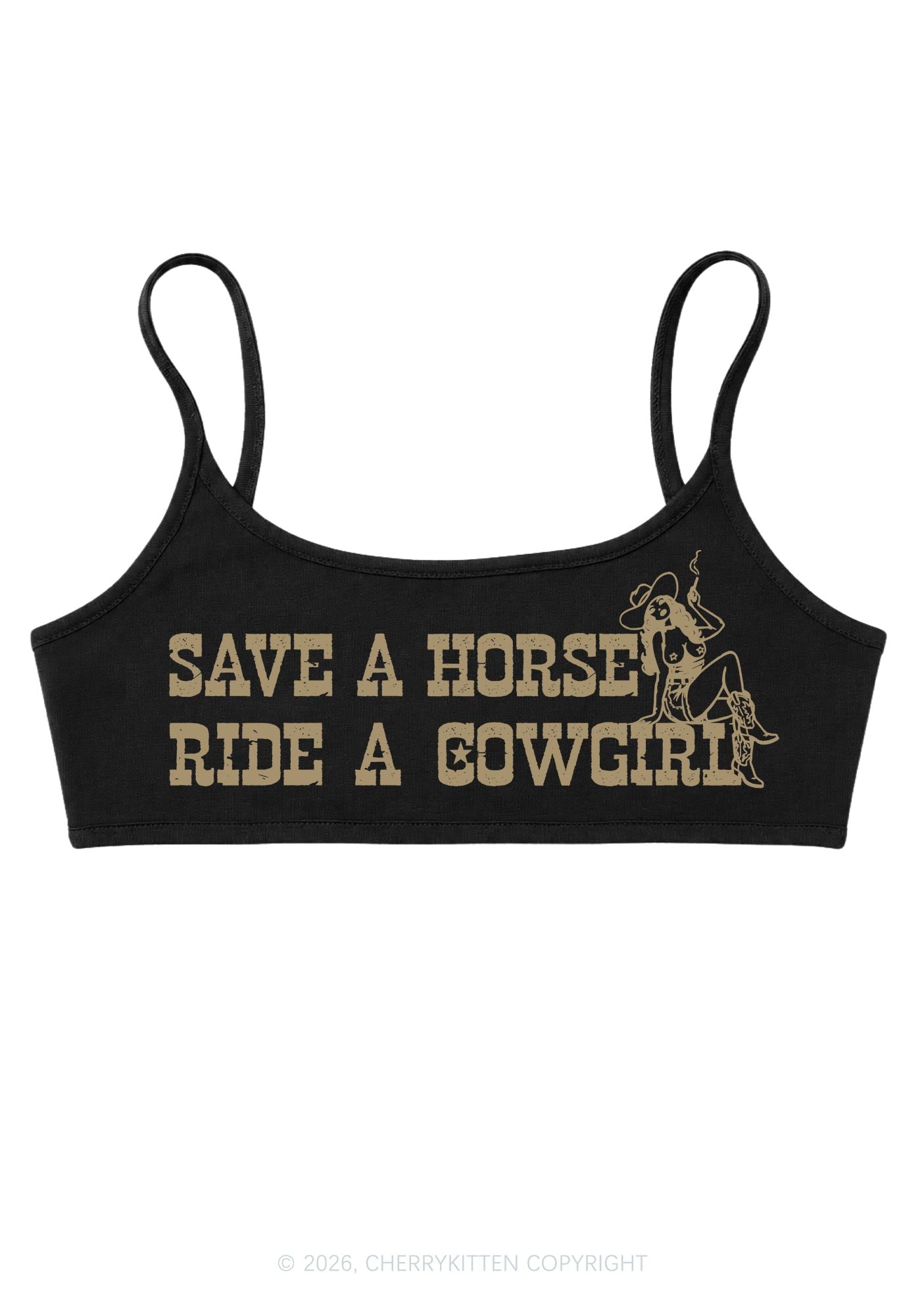 Ride Western Cowgirl Y2K Super Crop Cami Cherrykitten