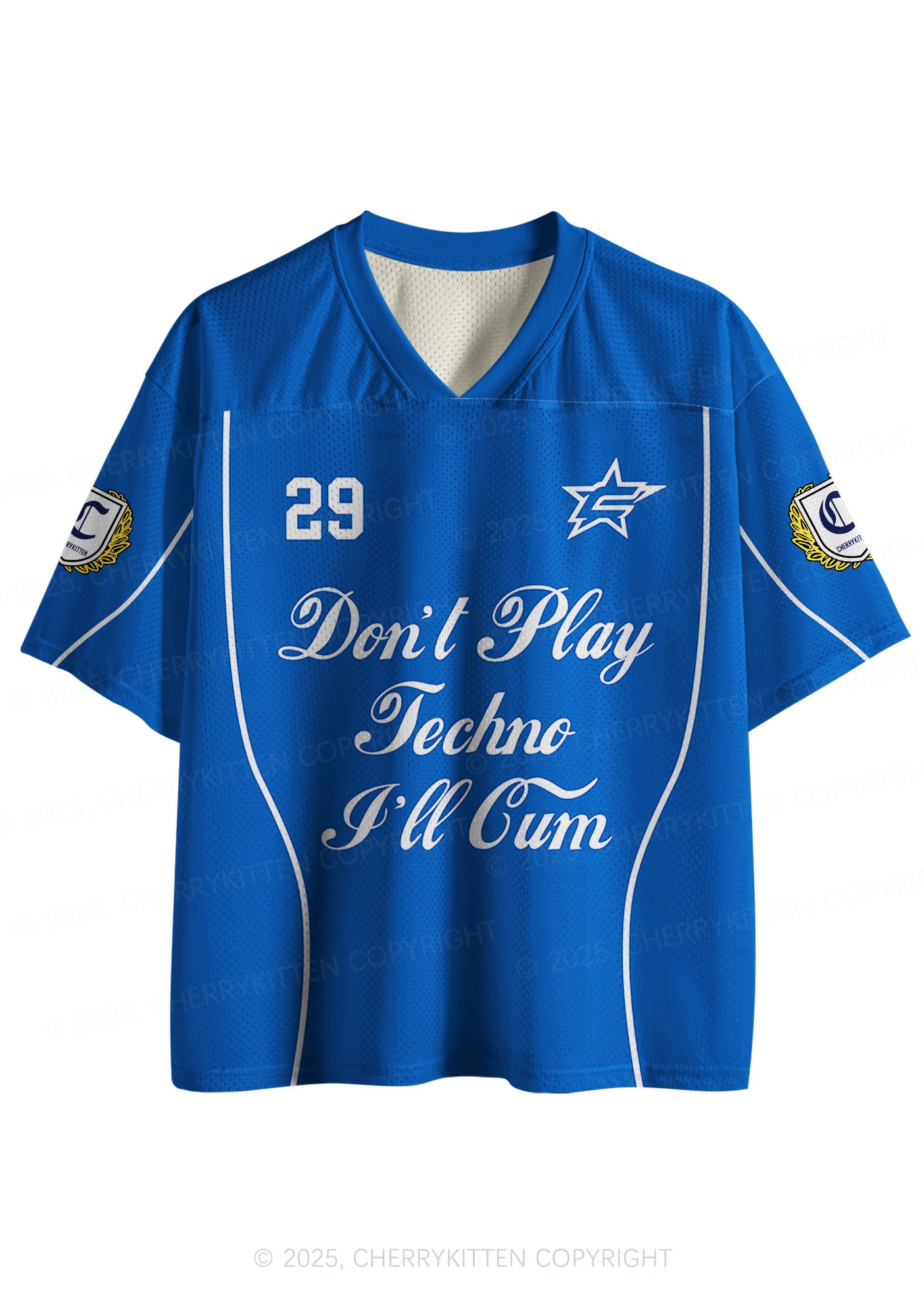 Custom Blue Dont Play Techno Y2K Sport Jersey Shirts Cherrykitten