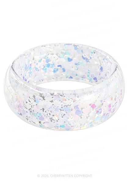 Glitter Sequins Jelly Color Y2K Cuff Bangle Cherrykitten
