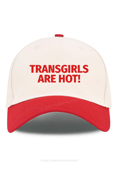 Embroidered Transgirls Are Hot Pride Y2K Color Block Baseball Cap Cherrykitten