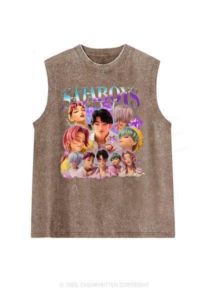 Kpop Boys Y2K Washed Muscle Tank Cherrykitten