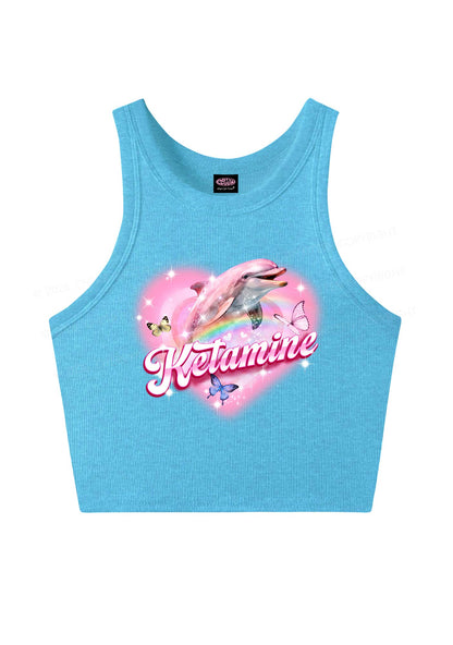 Pink K Dolphin Y2K Crop Tank Top Cherrykitten