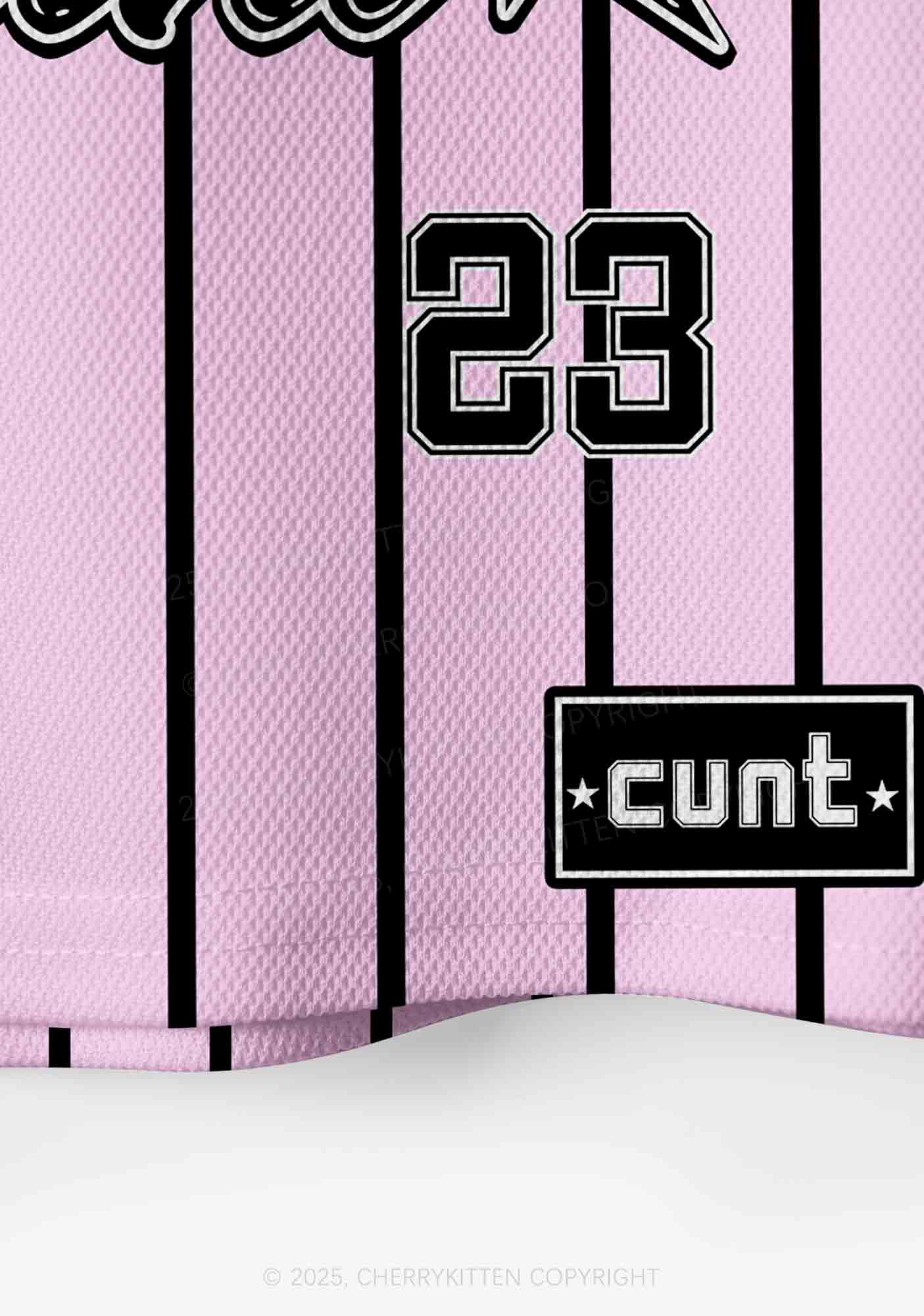 Custom Pink Striped Cxxt Y2K Crop Sport Jersey Shirts Cherrykitten