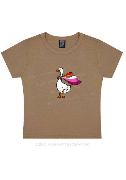 Lesbian Goose Pride Y2K Baby Tee Cherrykitten