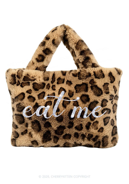 Glitter Eat Me Y2K Plush Leopard Handbag Cherrykitten