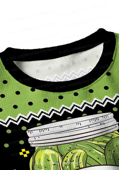 Green Pickle Slxt Y2K Christmas Crop Knit Sweatshirt Cherrykitten