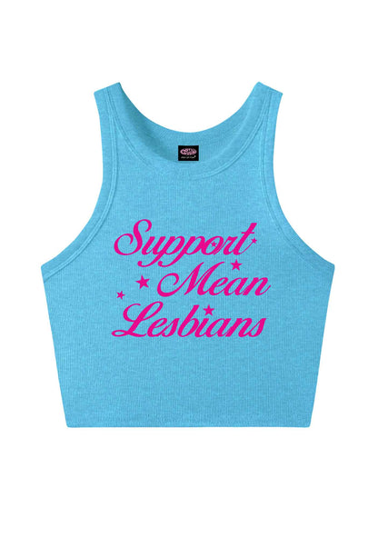 Support Mean Leabians Pride Y2K Crop Tank Top Cherrykitten