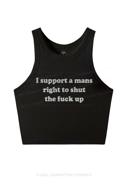 Glitter I Support A Mans Right Y2K Crop Tank Top Cherrykitten