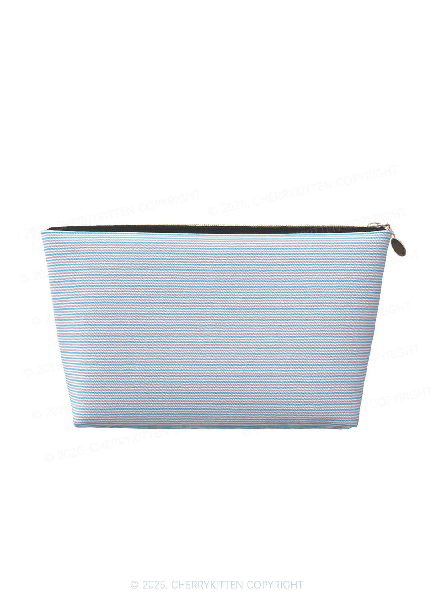 Trans Stripes Pride Y2K Makeup Bag Cherrykitten