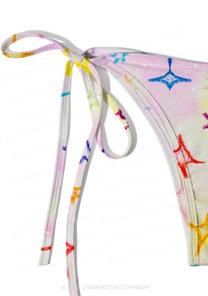 Rainbow Starburst Y2K Print Bikini Set Cherrykitten