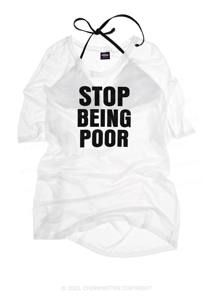 Stop Being Poor Y2K Sheer Boyfriend Tee Cherrykitten