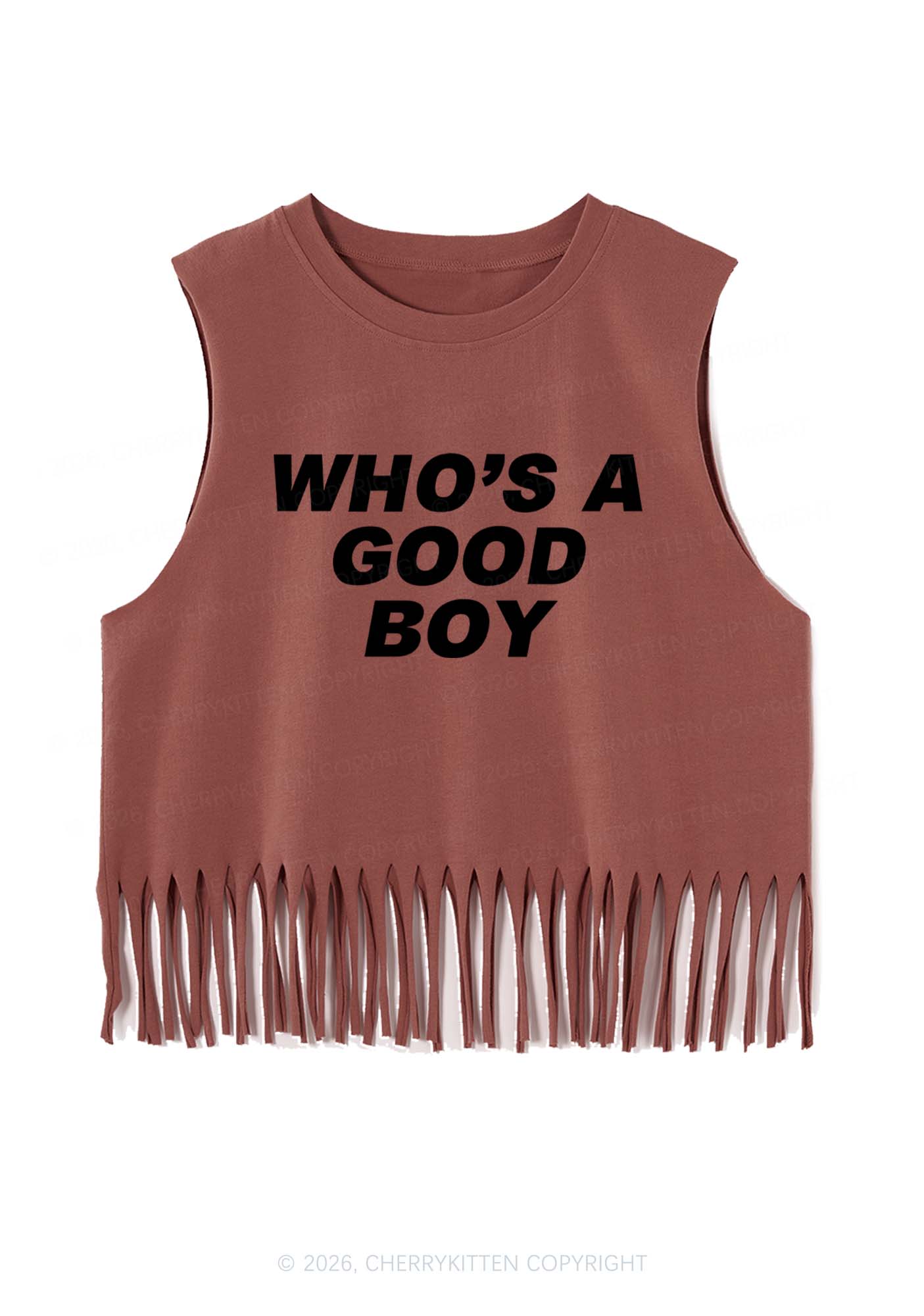 Whos A Good Boy Y2K Fringe Tank Top Cherrykitten