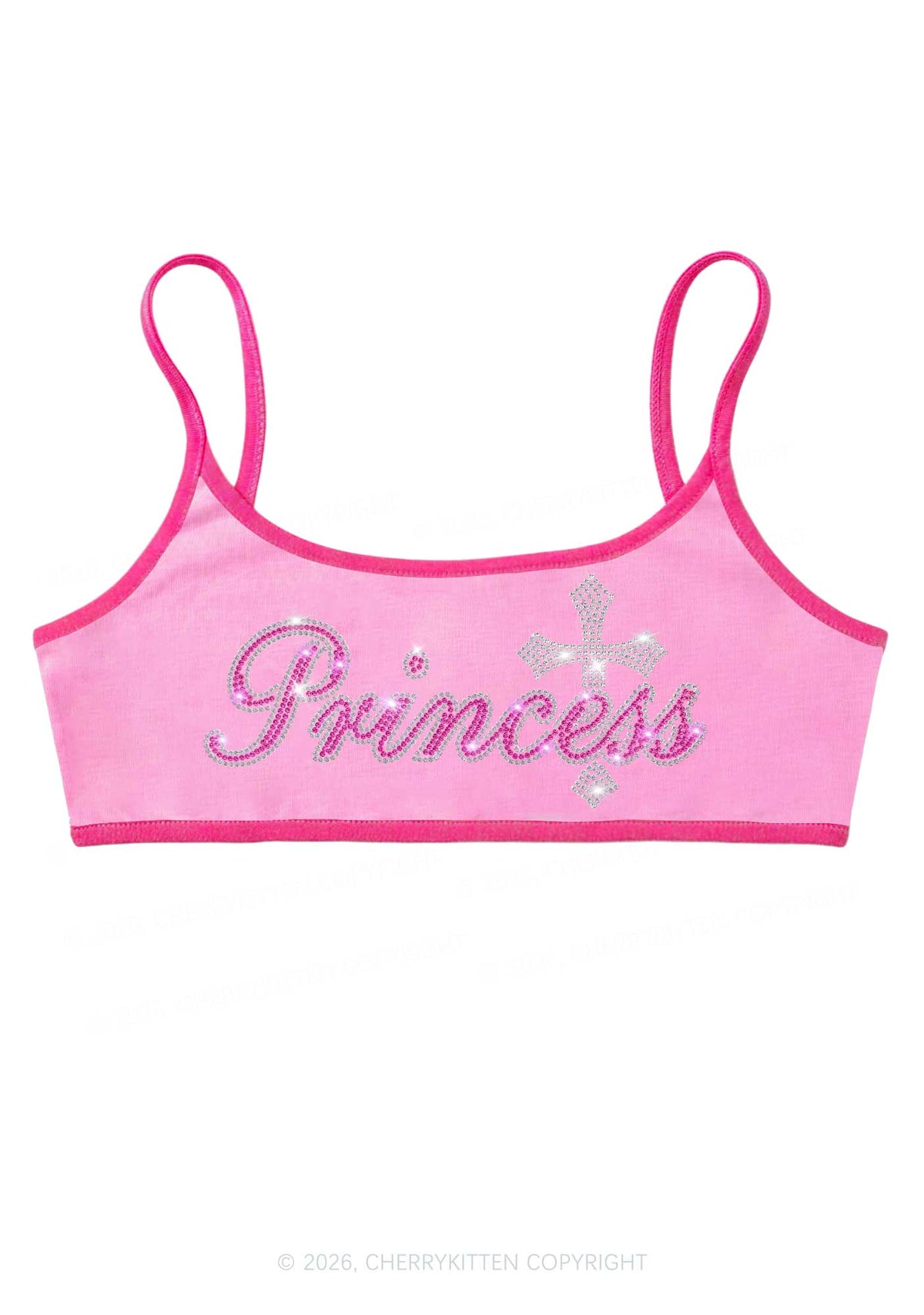 Rhinestone Princess Cross Y2K Super Crop Cami Cherrykitten