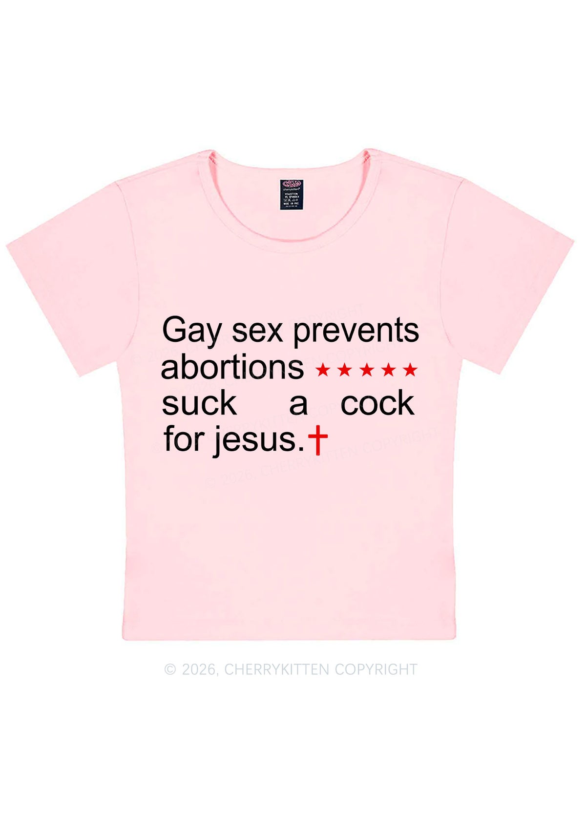 Suck A Cock For Jesus Pride Y2K Baby Tee Cherrykitten
