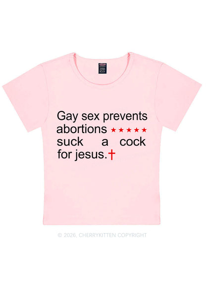 Suck A Cock For Jesus Pride Y2K Baby Tee Cherrykitten