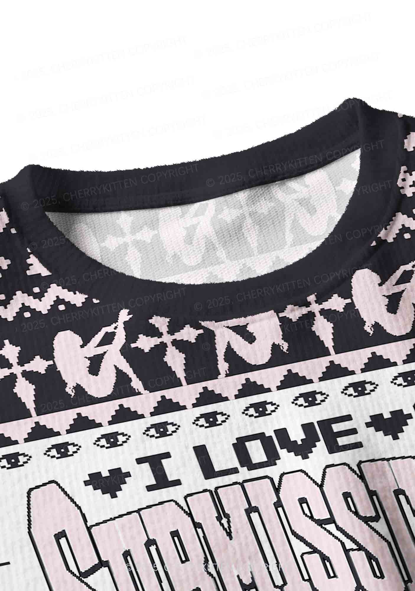 I Love S Boys Y2K Christmas Crop Knit Sweatshirt Cherrykitten
