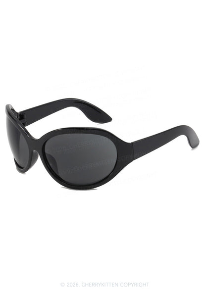 Y2K Large Framed Curved Sunglasses Cherrykitten