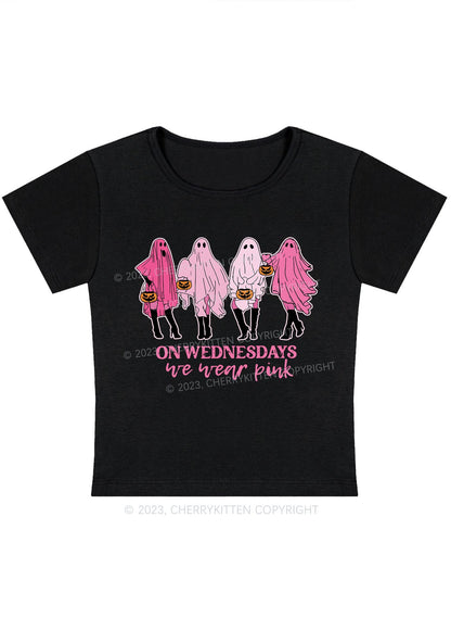 On Wednesday We Wear Pink Ghost Halloween Baby Tee Cherrykitten